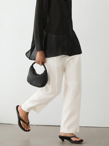 Zara Flowing semi-sheer shirt with chest detail - Black
