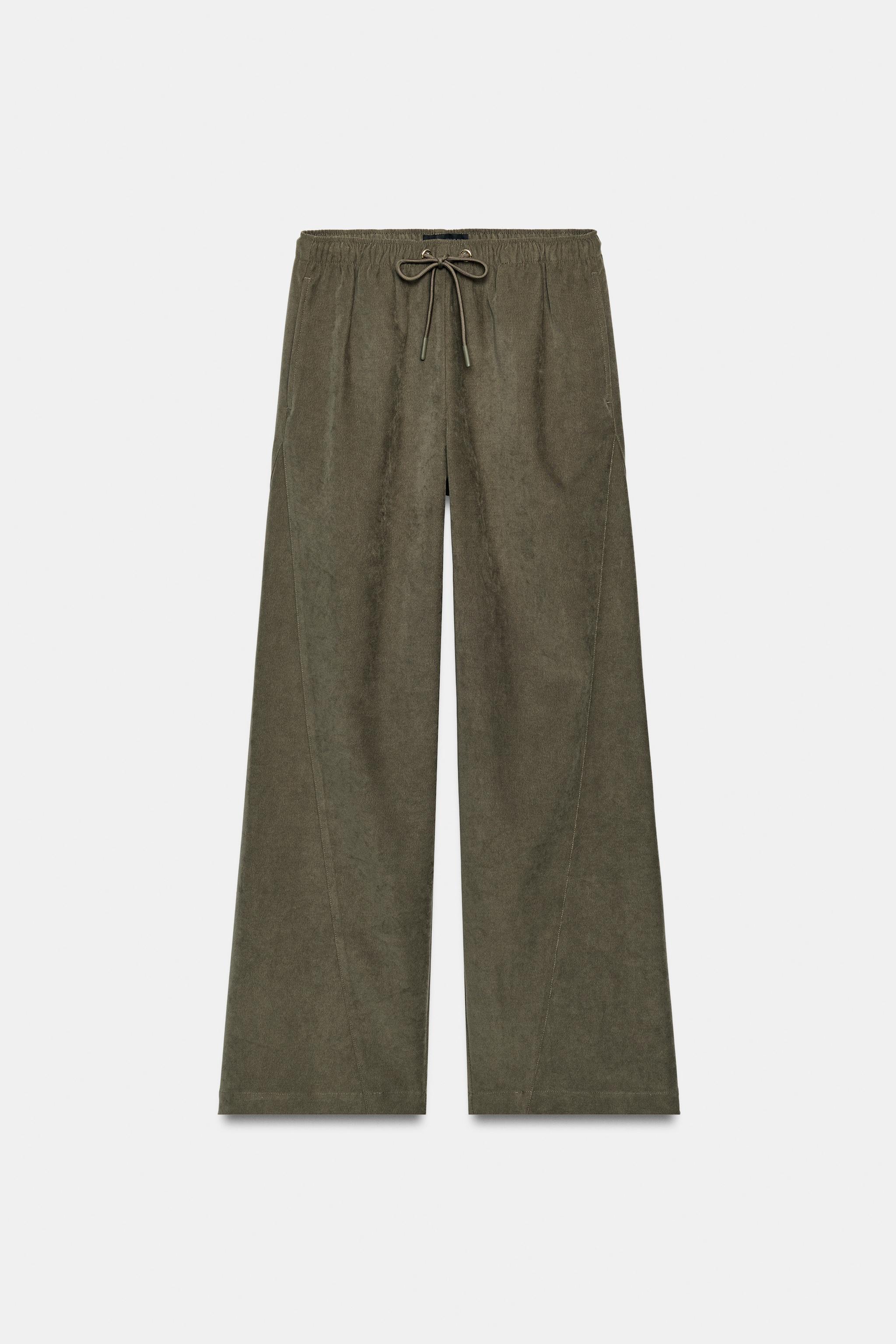 ゴムウエストワイドパンツ - カーキ | ZARA Japan / 日本