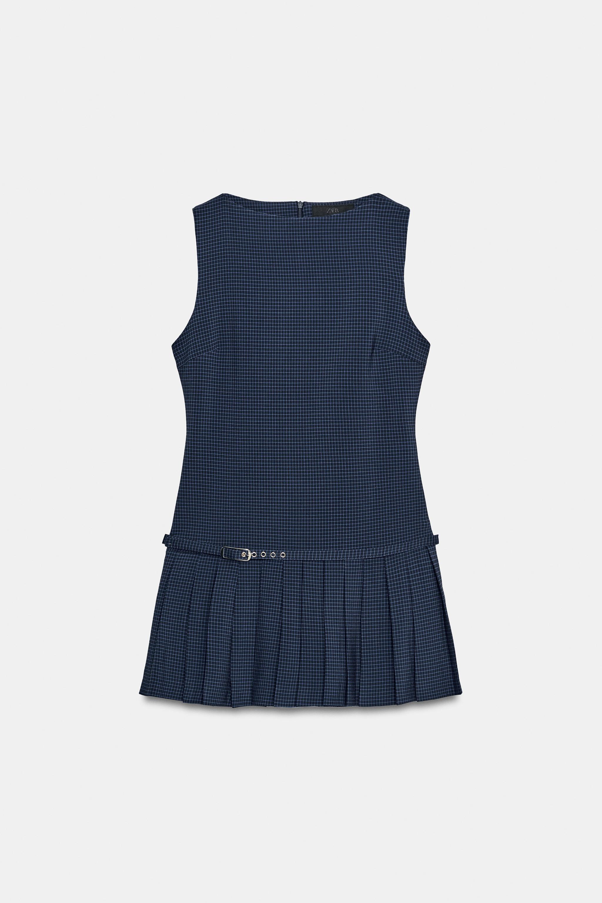 PLAID PLEATED MINI DRESS