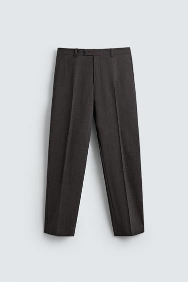 100% WOOL SUIT TROUSERS - Dark brown by Zara