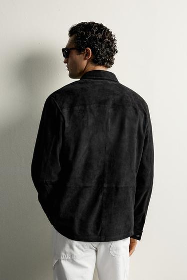 SUEDE LEATHER OVERSHIRT — Blue / Black 2