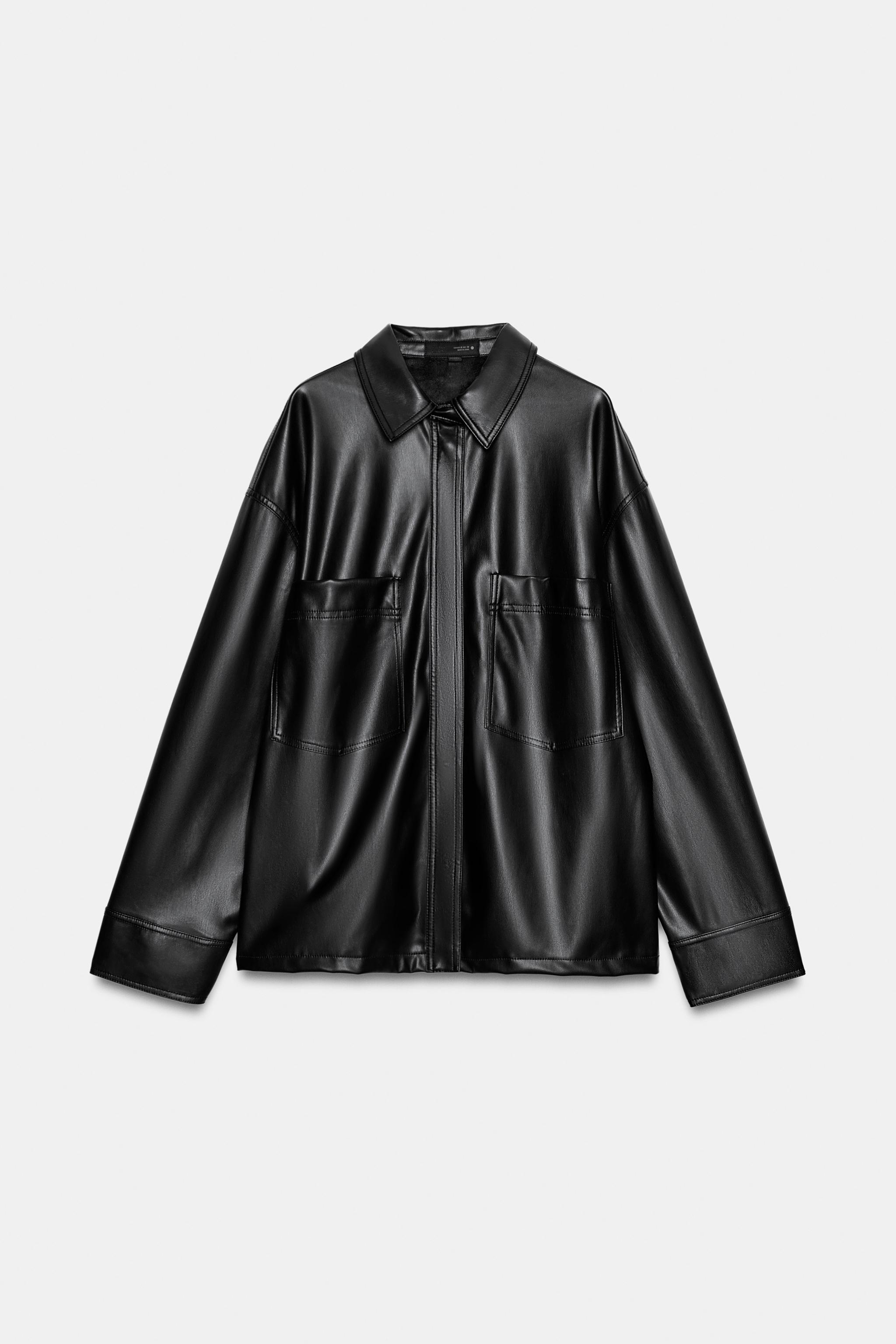 ZW COLLECTION FAUX LEATHER SHIRT - Black | ZARA South Africa