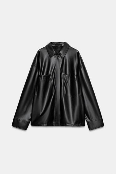 CAMISA EFECTO PIEL ZW COLLECTION - Negro de Zara - Imagen 0