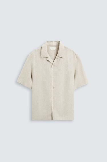 Zara 100% LINEN SHIRT - Light beige