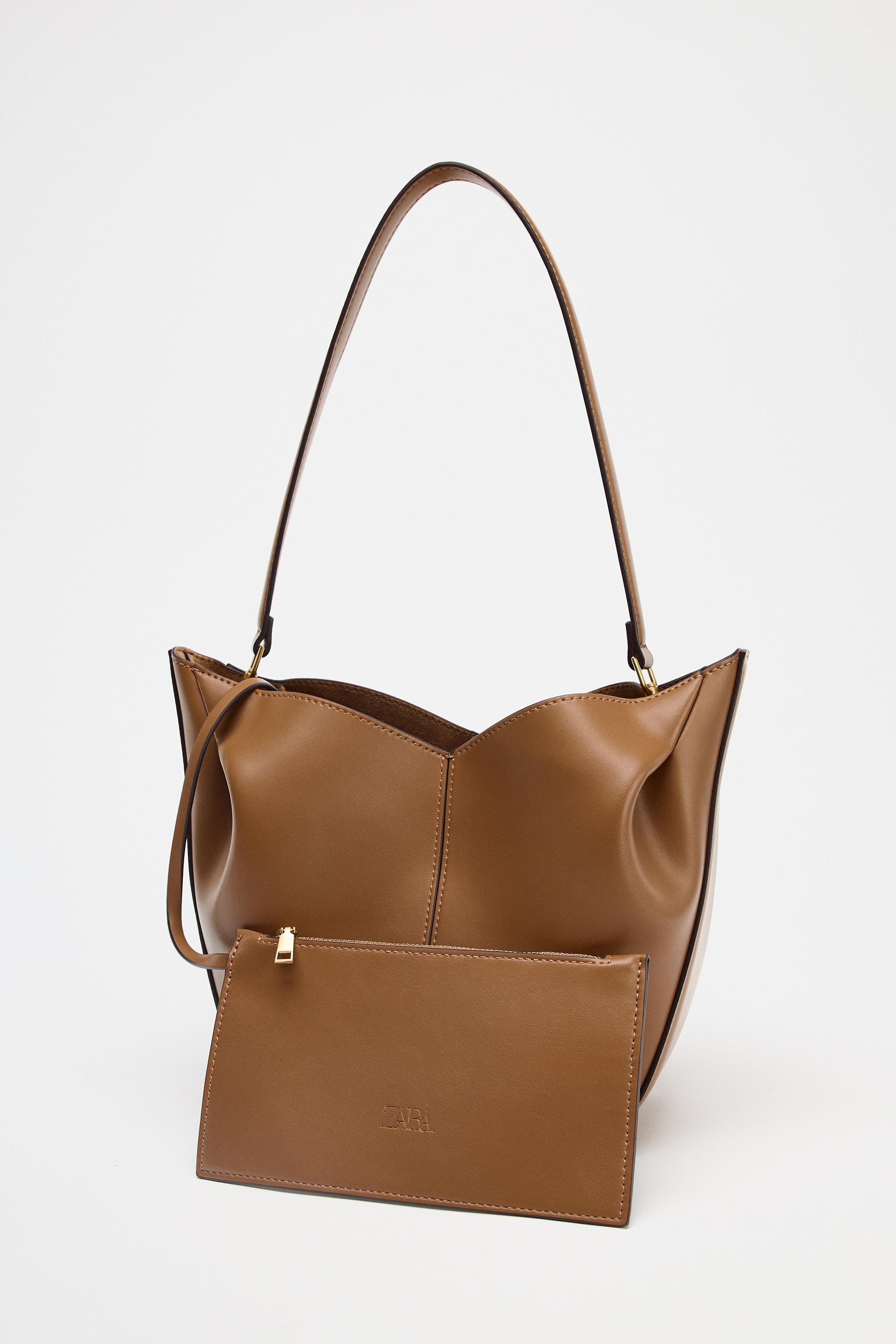 ZARA【NEW】GATHERED HANDBAG GATHERED SHOPPER - Dark tan | ZARA United States