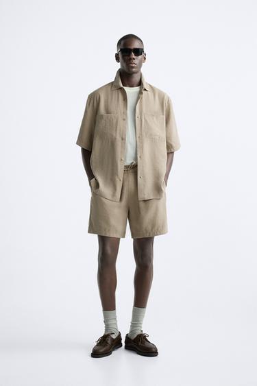 LYOCELL BLEND BERMUDA SHORTS - camel by Zara - Image 0