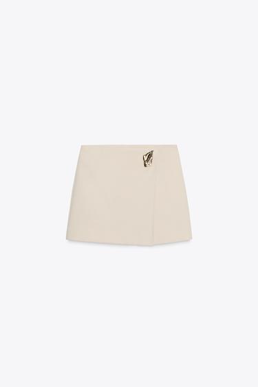 ASYMMETRIC SKORT WITH APPLIQUE - Bone by Zara - Image 5