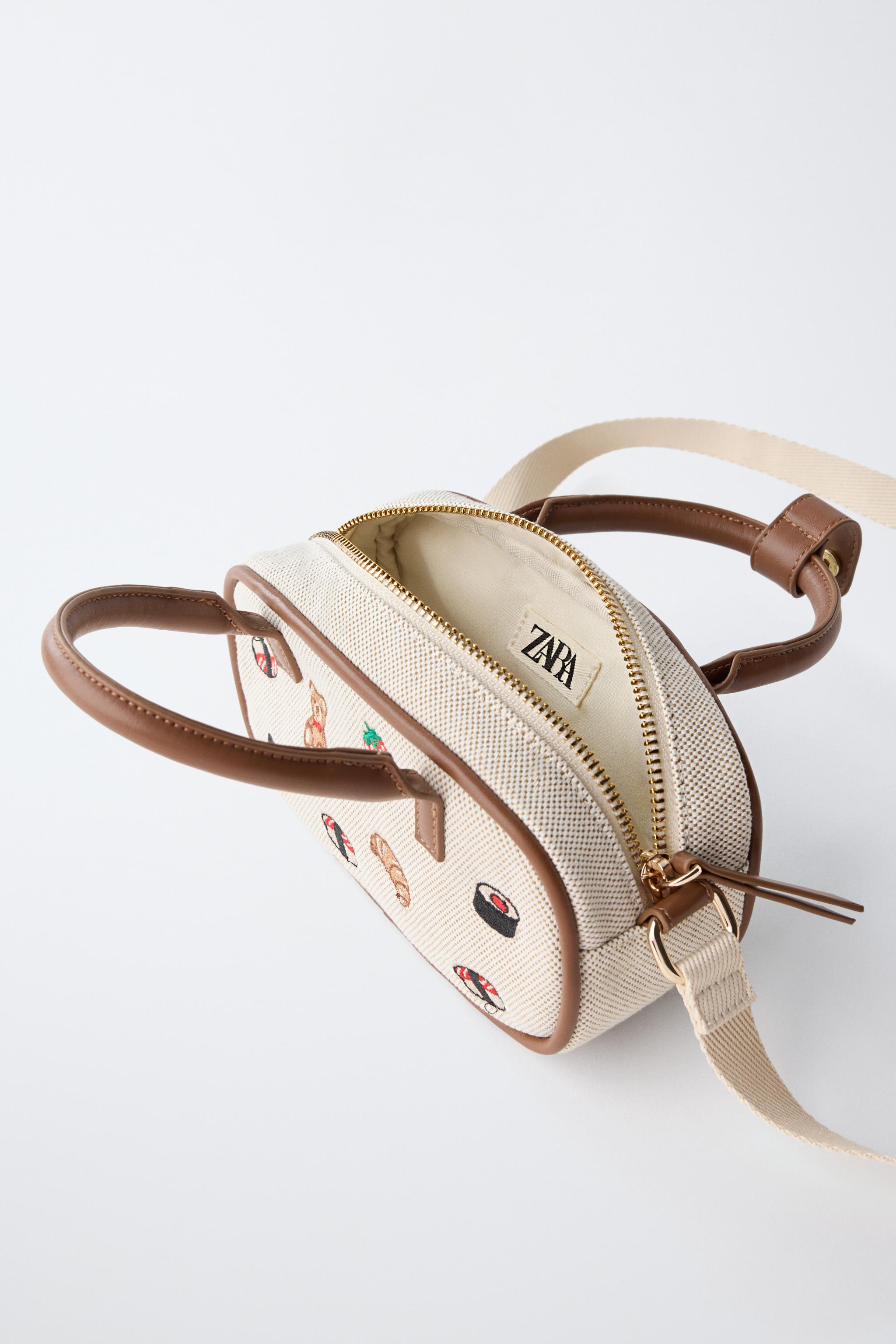 EMBROIDERED CROSSBODY BAG — Brown