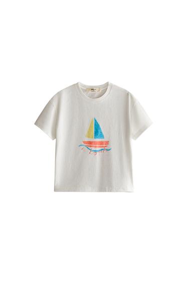 T-SHIRT ENFANT "À BORD" - Blanc cassé de Zara