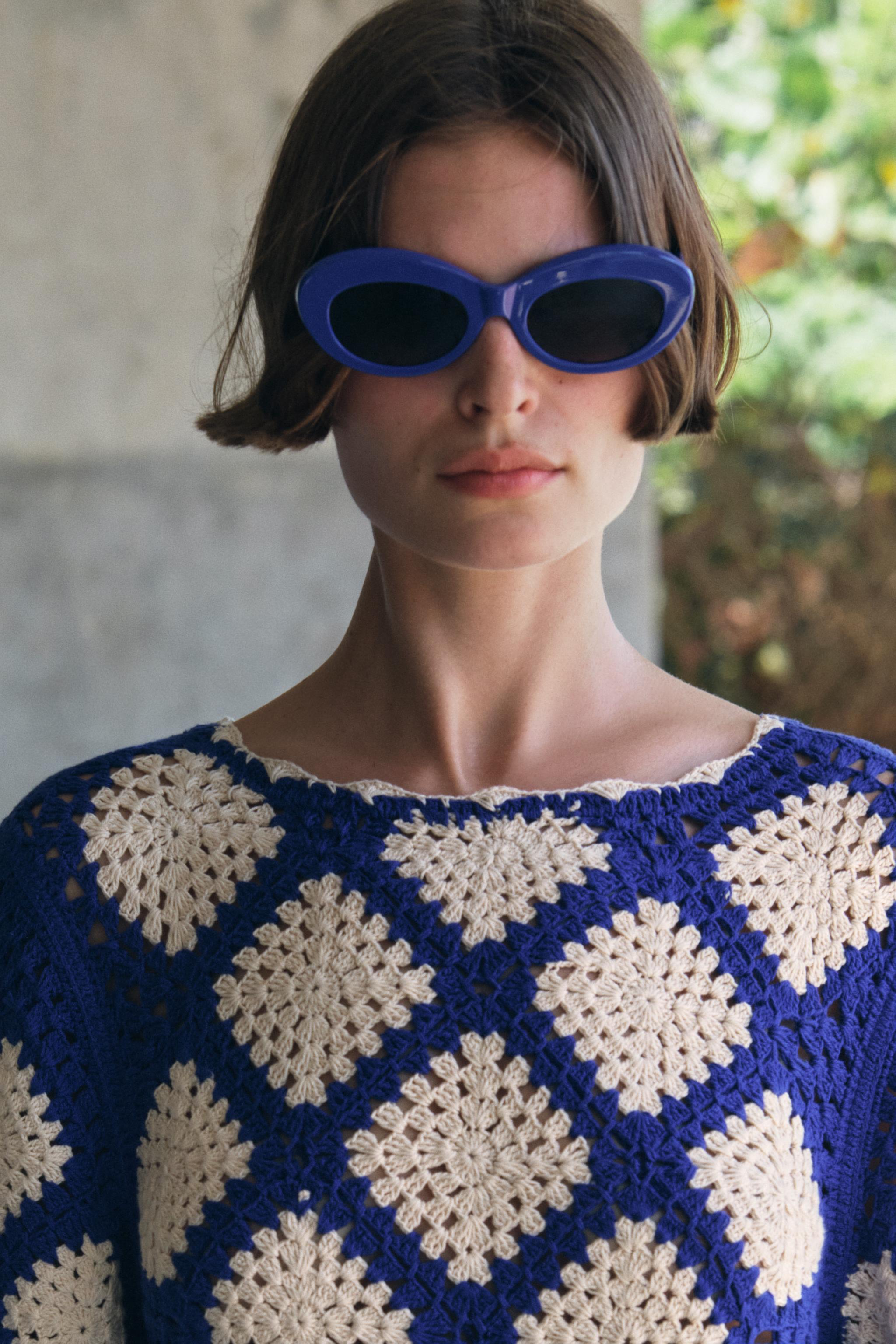 CROCHET KNIT DRESS - Blue / White | ZARA United States