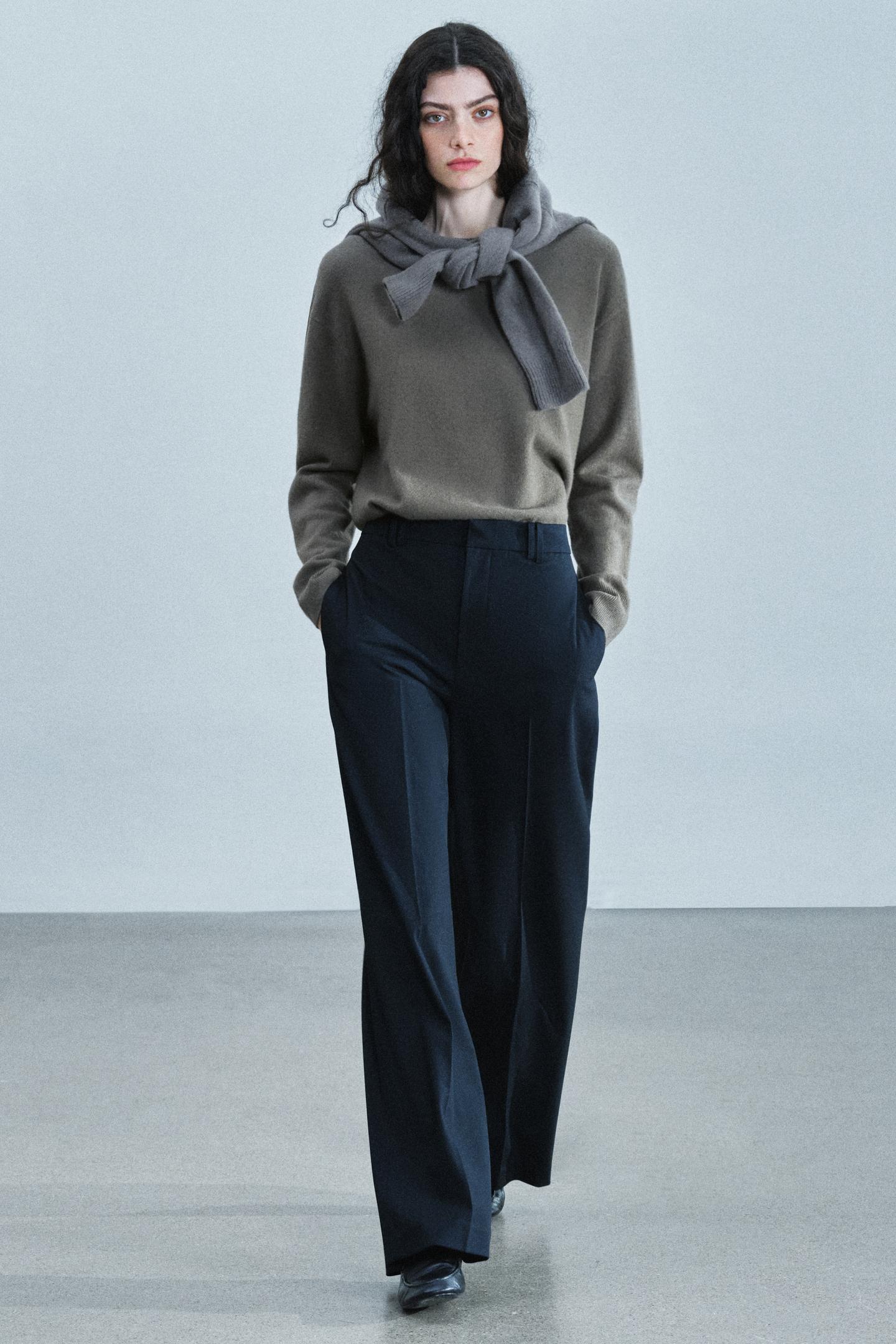 Женские брюки Zara ZW Collection Pressed-Crease, цвет: Тёмный тёмно-синий — фото 1