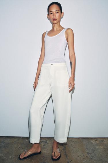 PANTALON DENIM BARREL POCHES ZW COLLECTION - Blanc de Zara - Image 3
