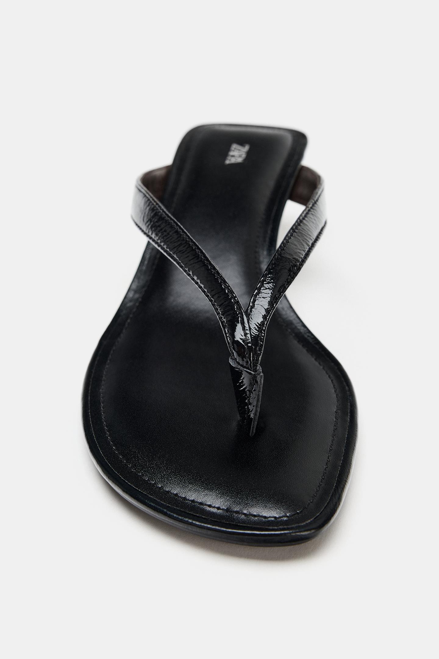 Женские сандалии Zara Leather Wedge, цвет: Чёрный — фото 5