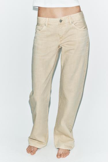 TRF LOW-RISE WIDE-LEG JEANS - Light brown by Zara