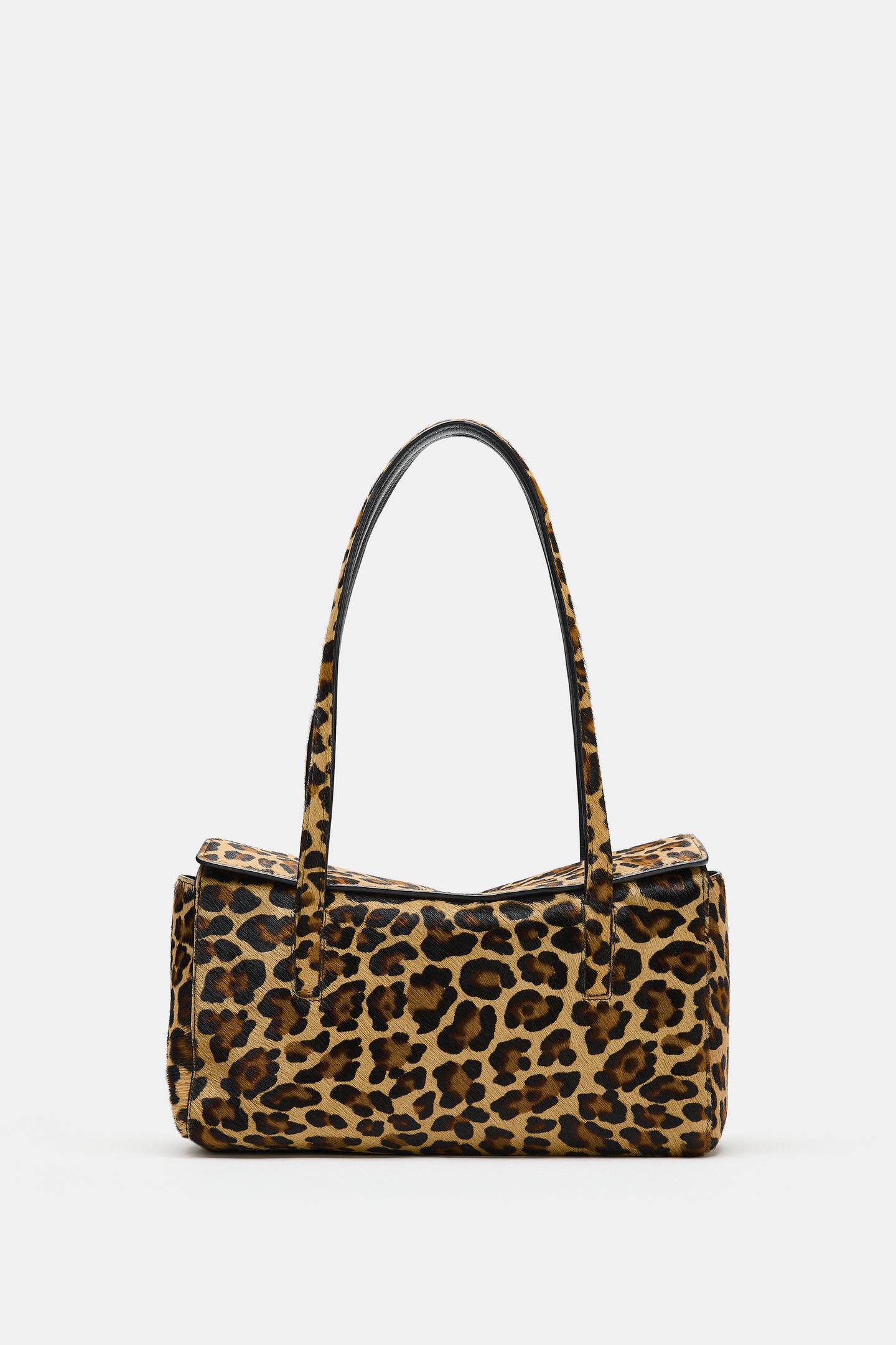 Женская сумка Zara Animal Print Leather City, цвет: Леопардовый — фото 4
