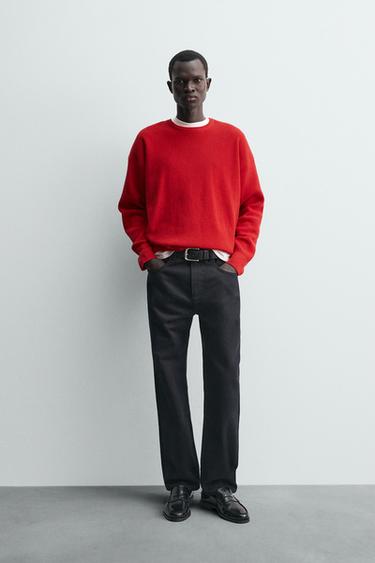 TEXTURED COTTON SWEATER - Red by Zara - Image 0