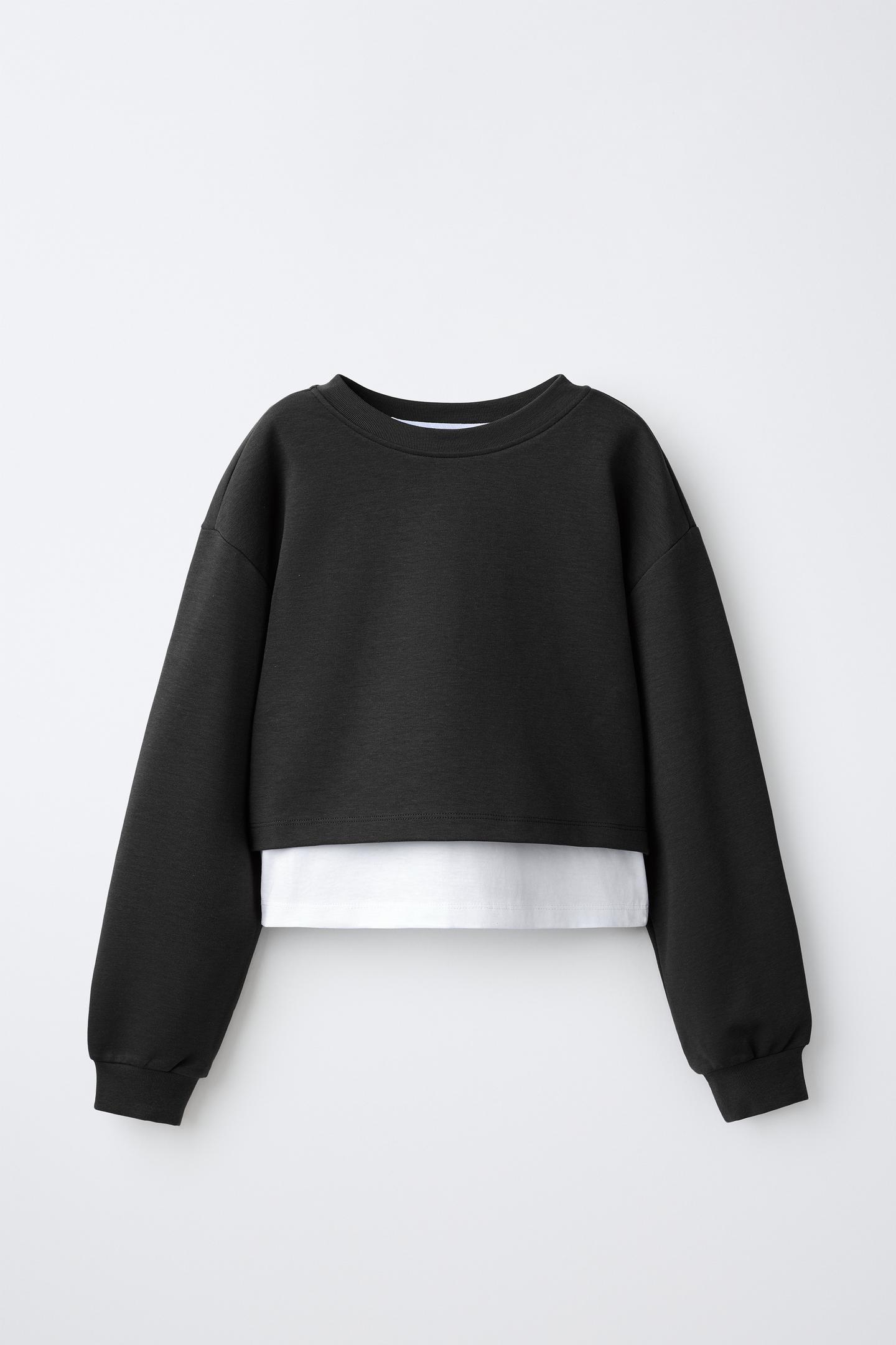 Детский комплект Zara Interlock Double Sweatshirt and Wide-Leg Pants Set, цвет: Чёрный — фото 2