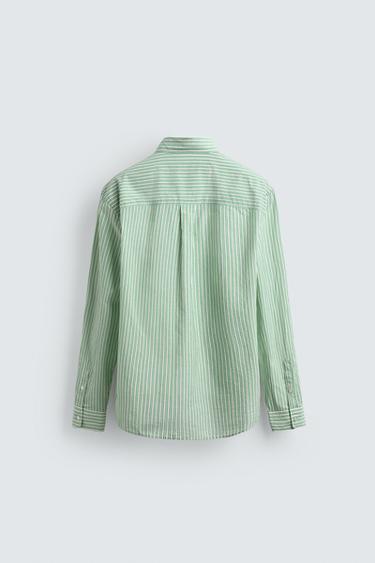 REGULAR FIT STRIPED SHIRT - Green/White by Zara - Image 6