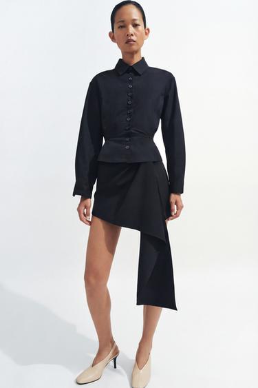 ZW COLLECTION BUTTONED PEPLUM SHIRT - Black by Zara