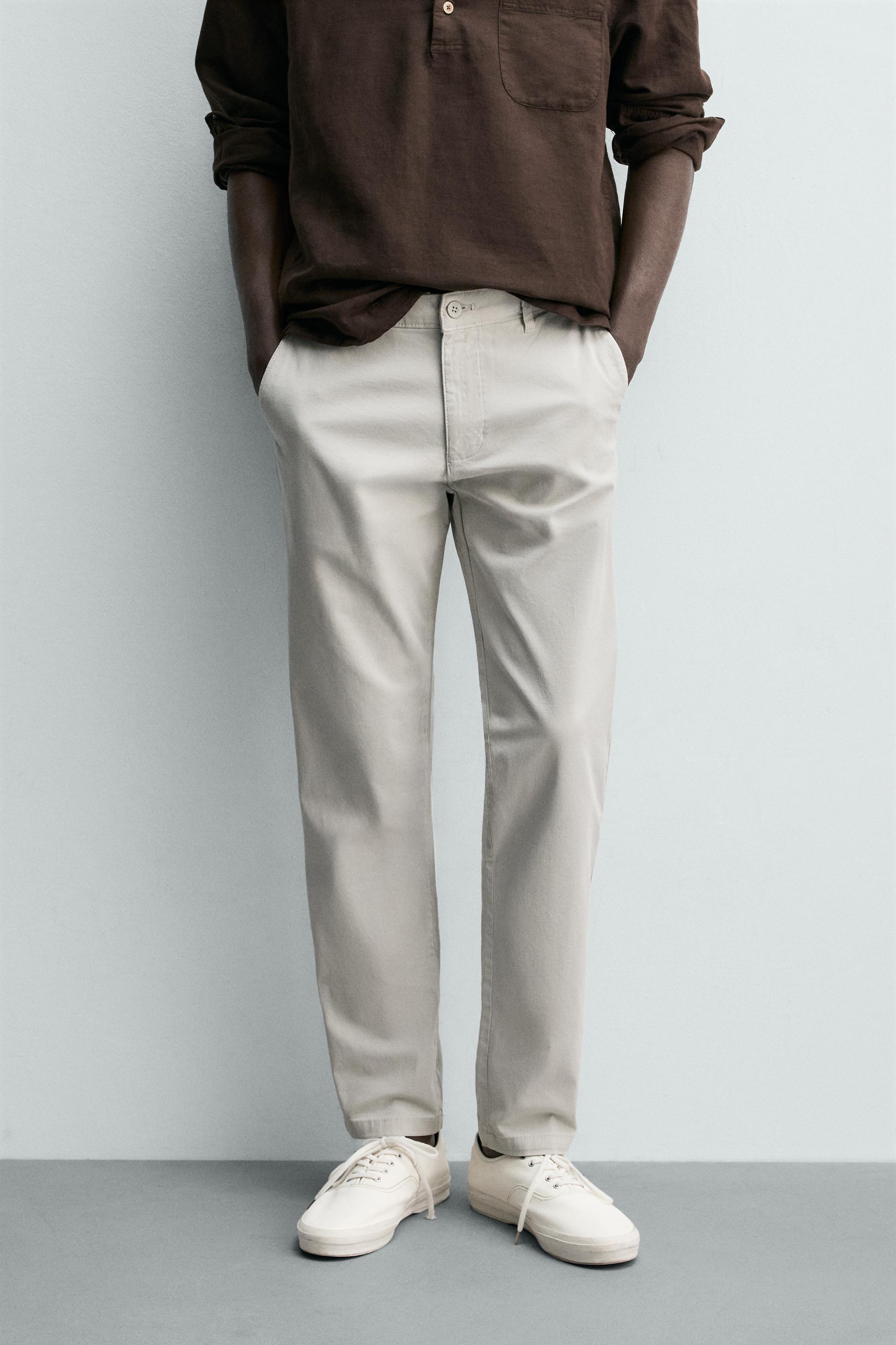 SKINNY FIT CHINO PANTS — Light gray (alternate view)