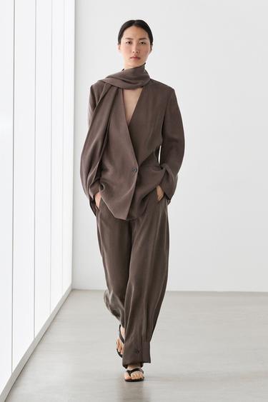 Zara Total look flowing overshirt with tie detail - Plum - Image 0