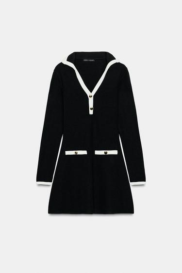 SOFT SHORT DRESS - Black / Ecru by Zara