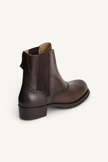 BOTTINES CHELSEA EN CUIR ÉDITION LIMITÉE - Marron de Zara - Image 3