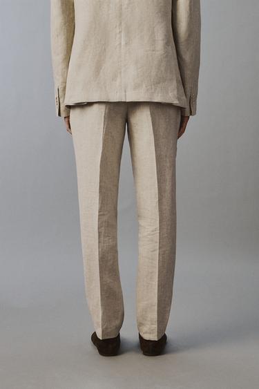 100% LINEN SUIT TROUSERS - Light beige by Zara - Image 2