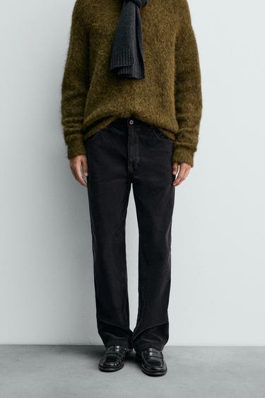 REGULAR FIT CORDUROY TROUSERS - Dark navy by Zara