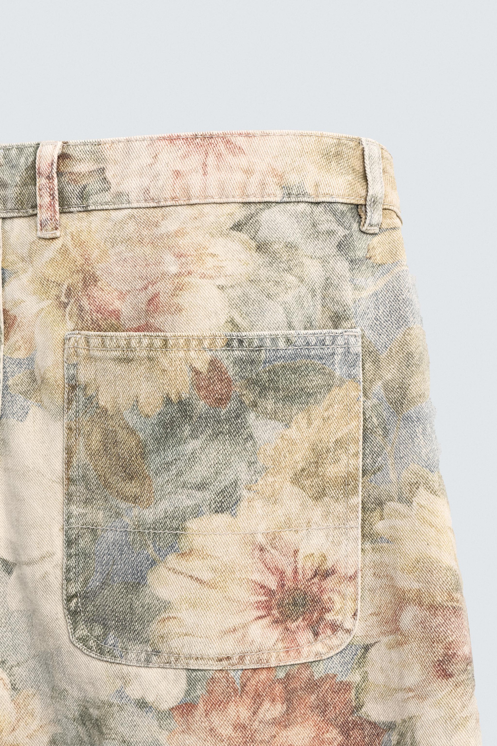 WASHED FLORAL PRINT RELAXED FIT SHORTS