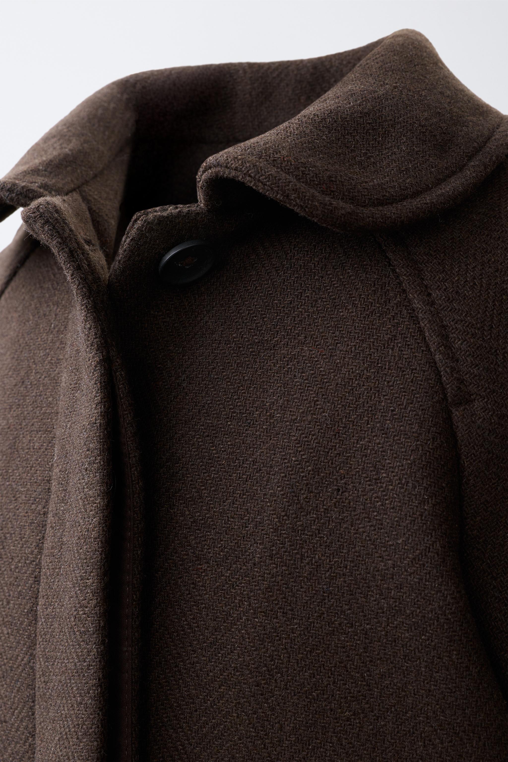 WOOL-BLEND MANTECO COAT - Chocolate | ZARA United States