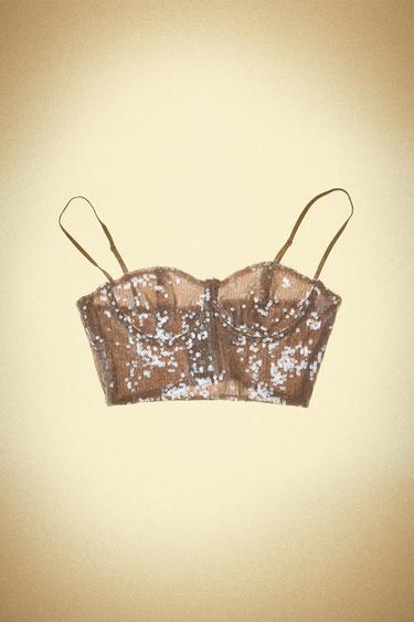 TOP BRALETTE LENTEJUELAS - rosa claro de Zara