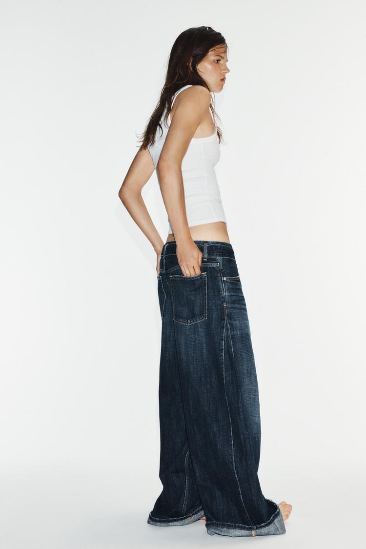 JEANS TRF DE CINTURA MEDIA CON PLIEGUES Y CINTURÓN 4