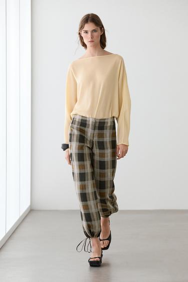 Zara Check print sarouel trousers - Black - Image 0