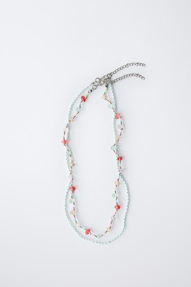 PACK OF TWO BEADED NECKLACES - Aquamarine by Zara