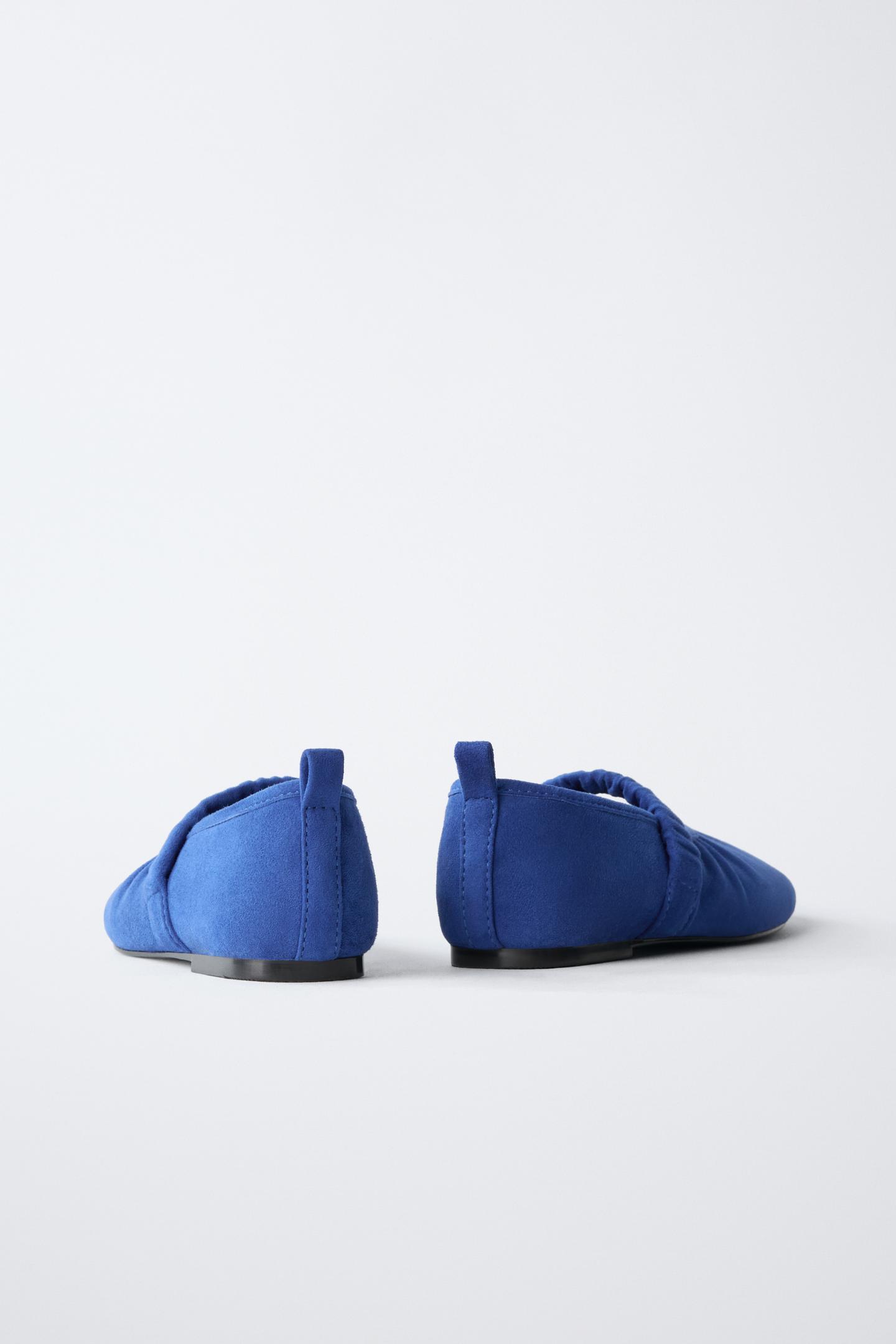 Детские балетки Zara Leather Ballet Flats, цвет: Синий — фото 6