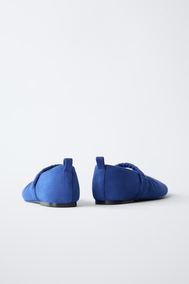 BALLERINES EN CUIR - Bleu de Zara - Image 5