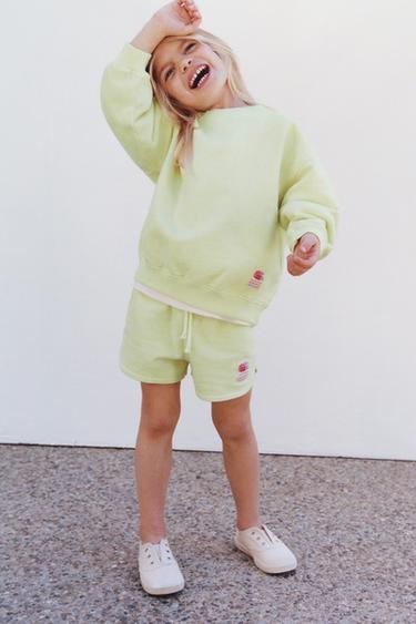 LABEL PLAIN SWEATSHIRT AND BERMUDA SET - Light lime green by Zara