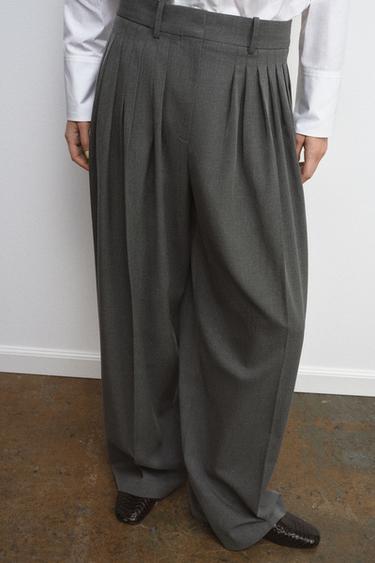 ZW COLLECTION DARTED TROUSERS - Grey by Zara - Image 1