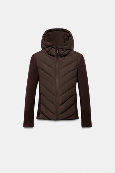 JAQUETA ACOLCHOADA COMBINADA - Marrom da Zara