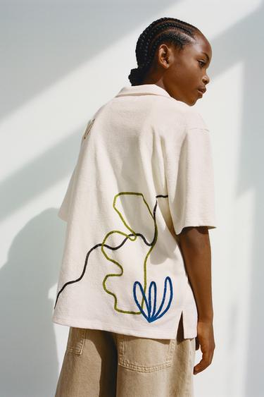 EMBROIDERED TERRY SHIRT - Beige by Zara