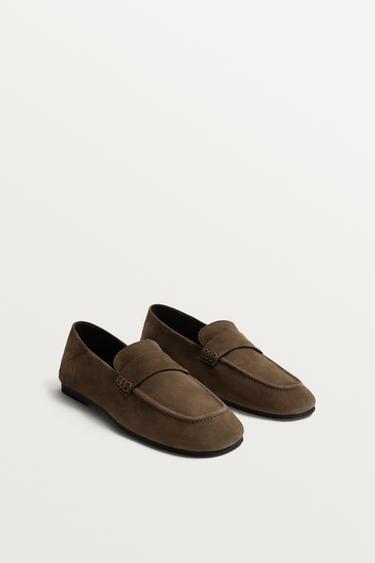 LEDERMOKASSIN MIT ZIERRIEGEL - Braun von Zara