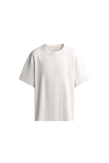 MEDIUM WEIGHT SHORT SLEEVE T-SHIRT - Oyster-white by Zara