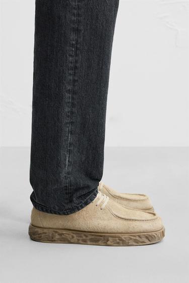 LEATHER SHOES WITH IRREGULAR SOLE - Beige by Zara - Image 0