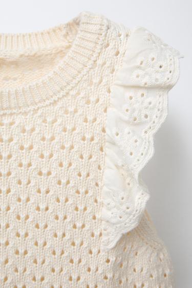 LACE TRIM KNIT TOP - Ecru by Zara - Image 2