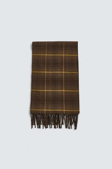 COMBINED CHECK SCARF - Brown by Zara