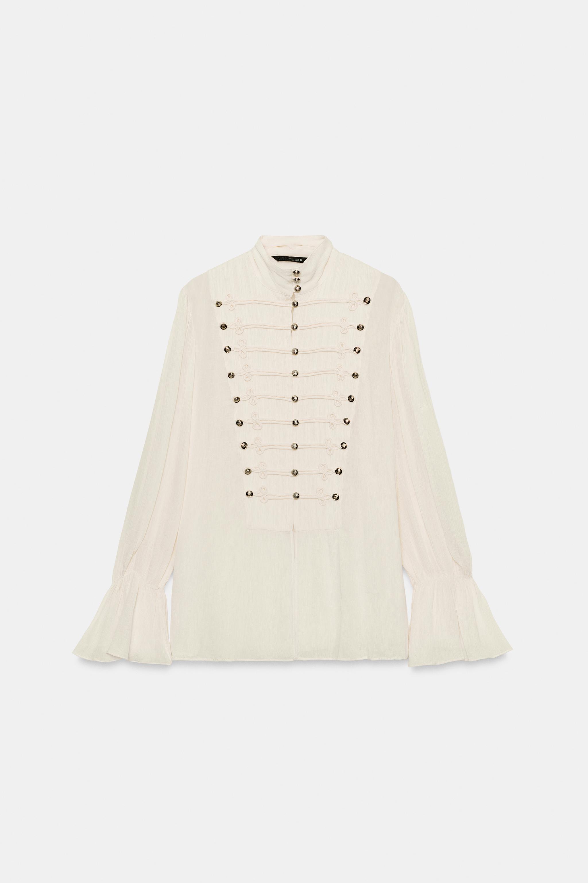 Zara ZW COLLECTION ROMANTIC FROG FASTENING SHIRT — фото 2
