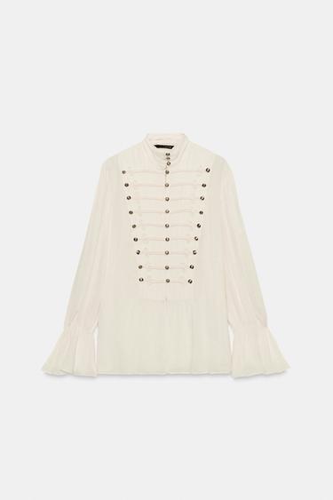 Zara ROMANTIČNA KOŠULJA SA PERTLAMA ZW COLLECTION – Ekru