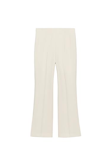 Zara ZW COLLECTION HIGH-WAIST CROPPED PANTS - Ecru