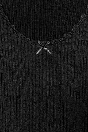 SEAMLESS RIB TOP WITH BOW - Black by Zara - Image 6